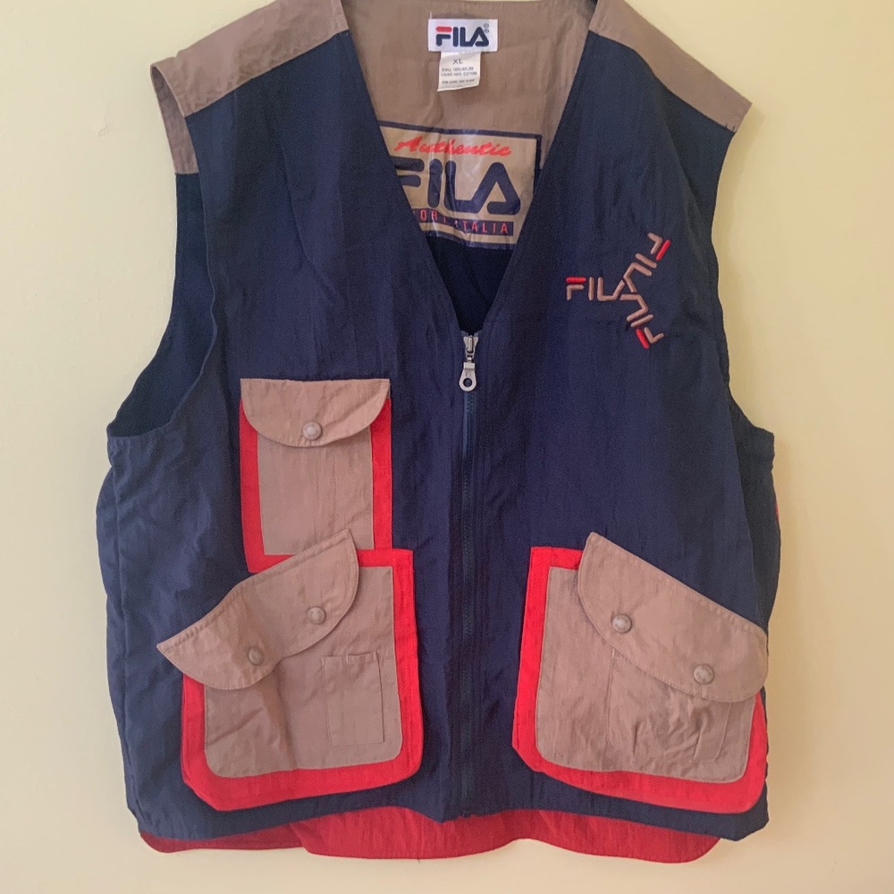 New FILA Vintage 80s Sport Italia Vest Retro Zip Size XL